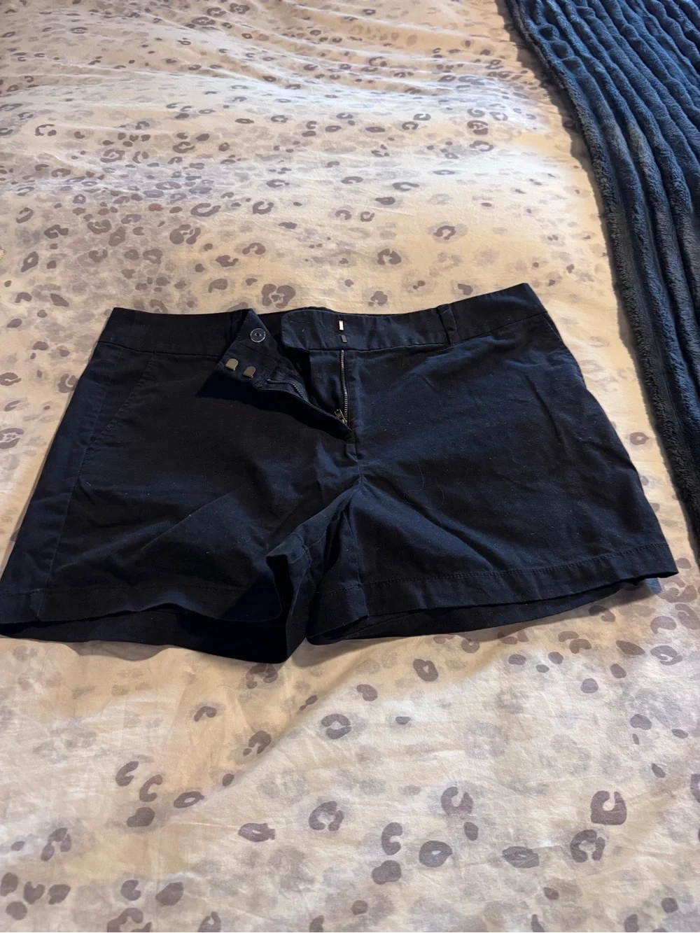 LOFT Black Chino Mid-Rise Bermuda Shorts